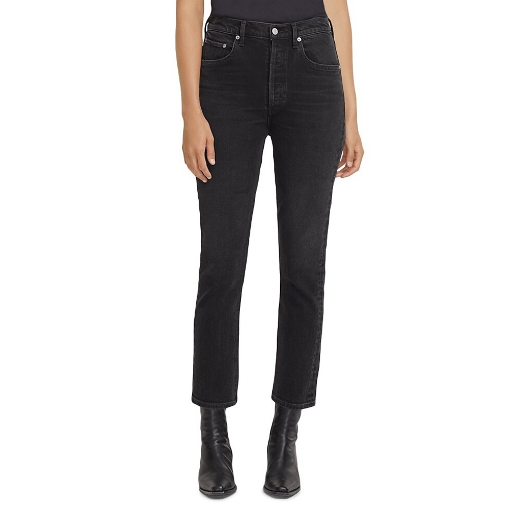 Agolde Riley High Rise Straight Jean Black Pepper